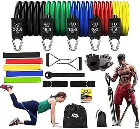 “EssentialFit” Resistance Band Set: 18 pcs of premium latex bands for effective home workouts.