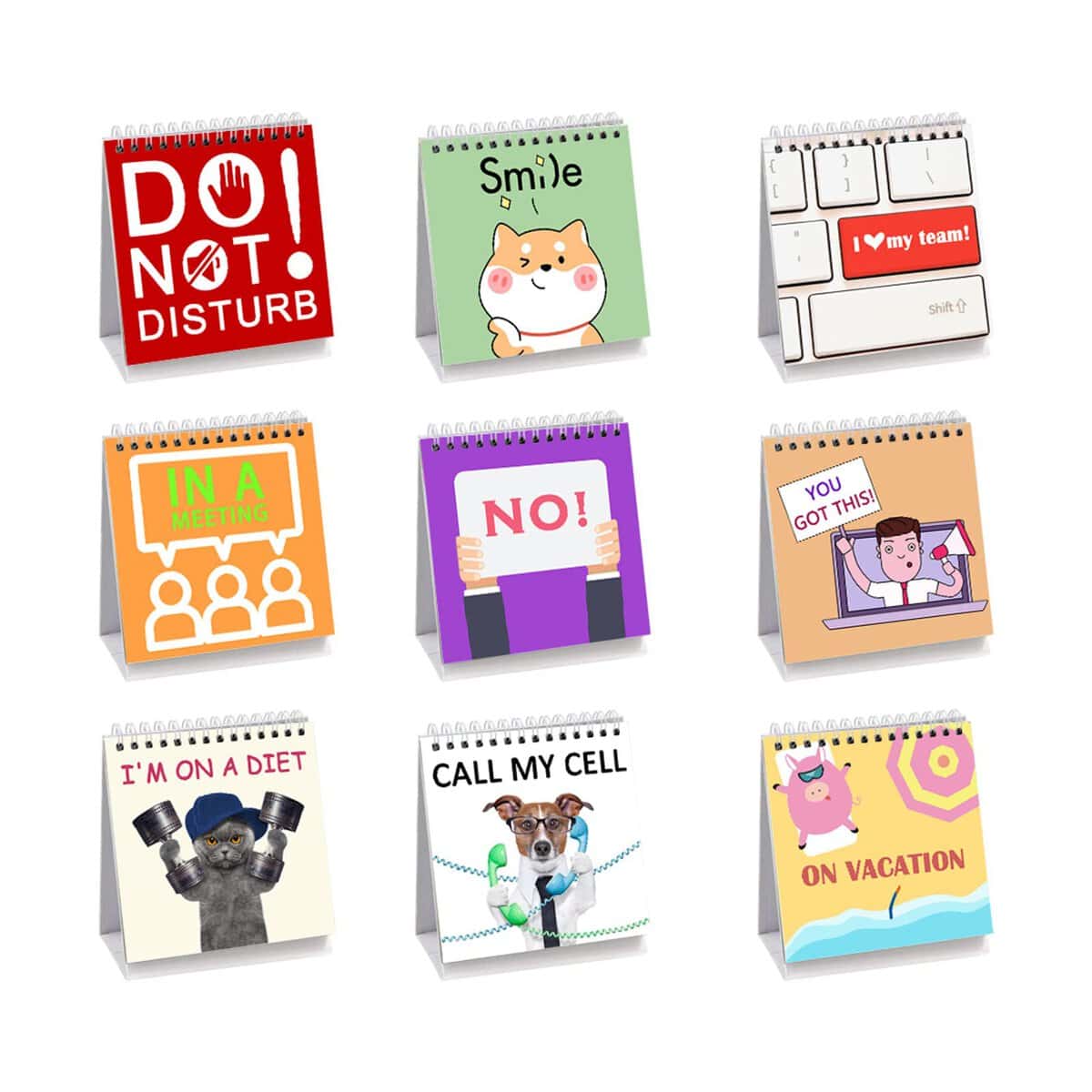 Funny Desk Signs,30 Different Fun and Flip-Over Messages for Office Gifts,Perfect Desk Accessories（4.7" x 4.7"）