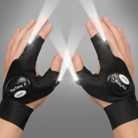 Black LED Flashlight Gloves: Perfect Father’s Day or birthday gift for Dad, Husband, with handy tools for repairs and outdoor activities.