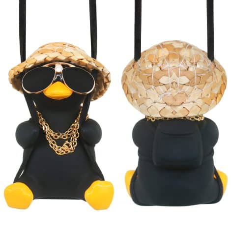 Cool Car Truck Accessories: Quirky Hanging Black Duck for Men, Dash Decor, Rear View Mirror Must-Have.