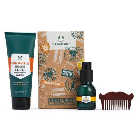 The Body Shop Beard Care Gift Set – Vegan – Cedar & Sage Beard Oil, Guaran & Coffee Moisturizer with Comb