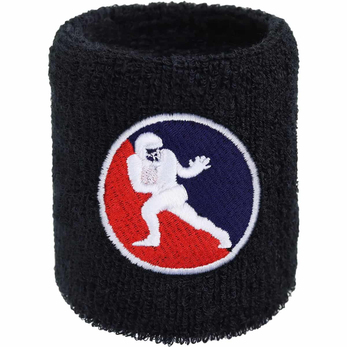 Outdoor Sweat Band for Wrist- Embroidered Motive Sweat Absorbent Wrist Band - Terrycloth Black Arm Band for Sport