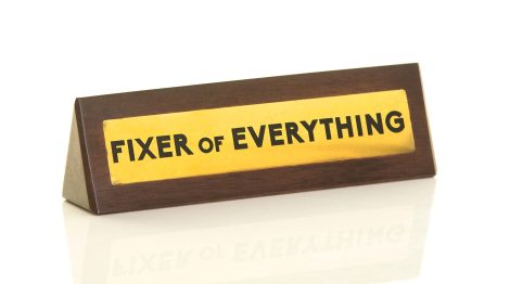 Boxer Gifts “Fixer” Desk Sign – Funny Office Gift for Boss, Colleague, or Dad, 4.5cm x 17.5cm in Brown.