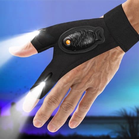 Waterproof LED Flashlight Gloves – Unique birthday gift for husband, dad, grandpa. Perfect stocking stuffer. Cool gadget.