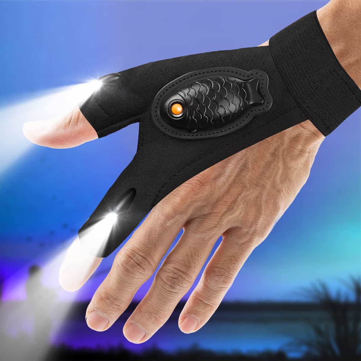 Mens Women Gifts LED Flashlight Gloves Waterproof-Gifts for Dad Grandpa Papa Rechargeable Lighted Glove Lights Finger Cool Gadgets Tools Gift Ideas Unique Birthday Present for Husband Stocking Stuffer