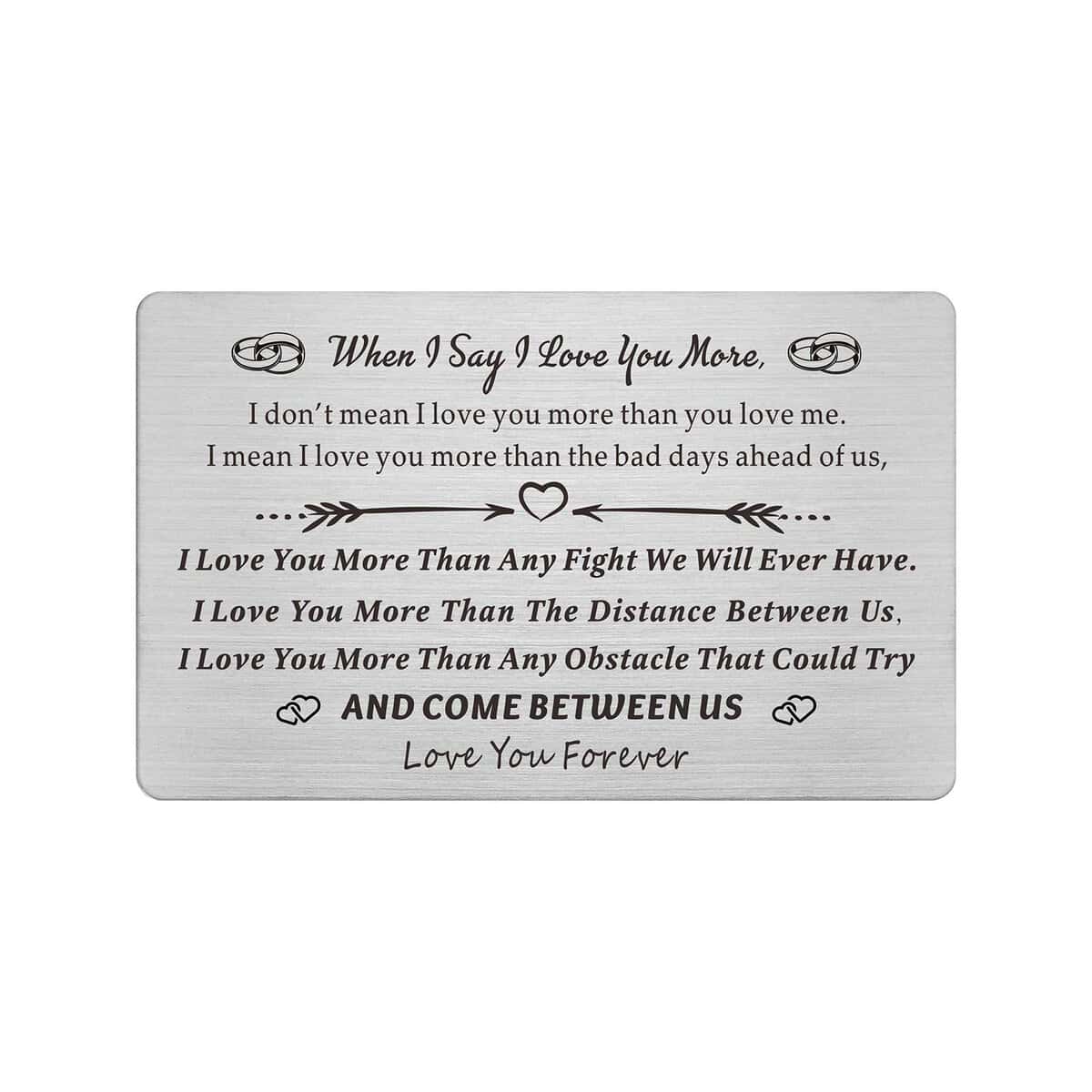 Resdink When I Say I Love You More, Engraved Wallet Card Love Note for Men, Romantic Gifts for Him, Valentines Gifts for Husband, Anniversary