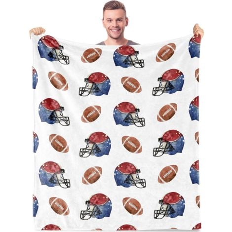 Football-themed Plush Flannel Throw Blanket for Kids, Teens, Adults. Perfect Gift for Birthdays, Graduation, and Travel.