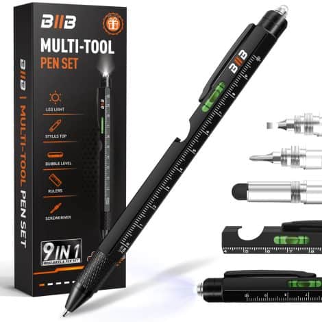 BIIB 9-in-1 Multitool Pen – Perfect Christmas gift for men who have everything. Dad, grandpa, husband approved!