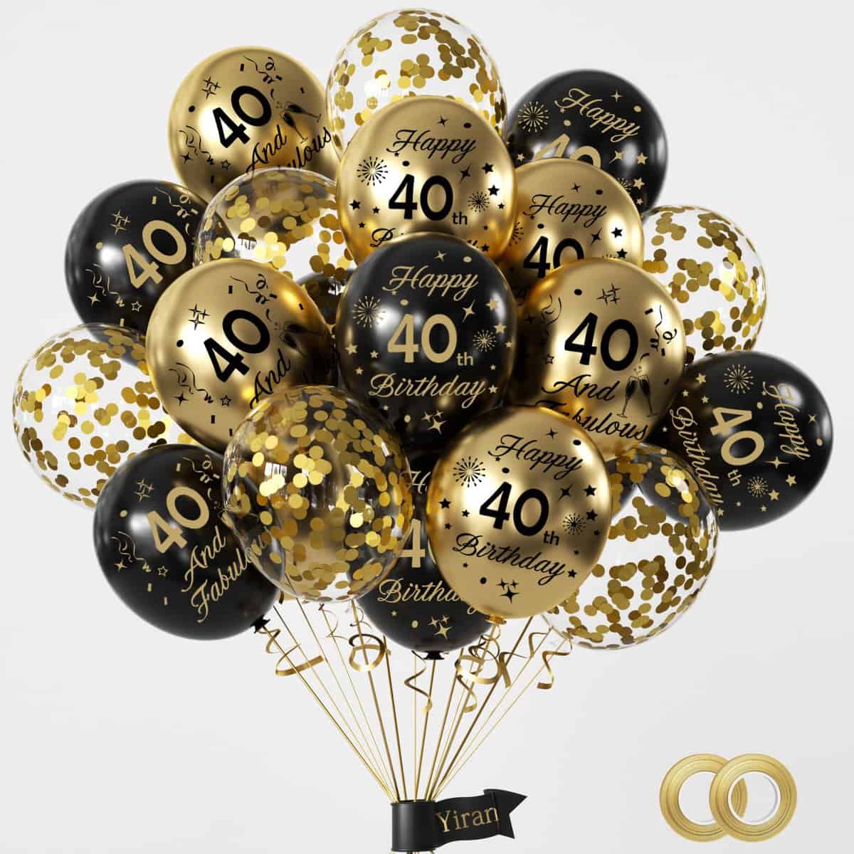 40th Birthday Balloons 15 Pcs Black Gold Happy 40th Birthday Latex Confetti Balloons Black Gold 40th Birthday Party Decorations Balloons for Men Women 40thBirthday Anniversary Decor Supplies(Age 40)