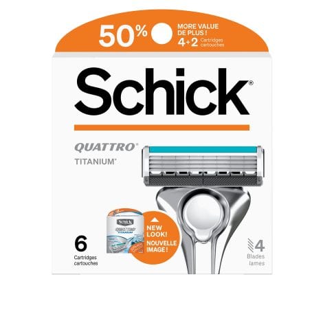 Schick Quattro Titanium Razor Blade Refills for Men, 6-Pack Value Pack – Ultimate shaving experience.