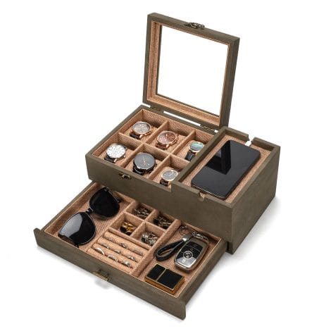 Pinzoveco Men’s Watch Box, 6-Slot Watch Case for Display & Storage, Wood Jewelry Box, Boyfriend Gift.