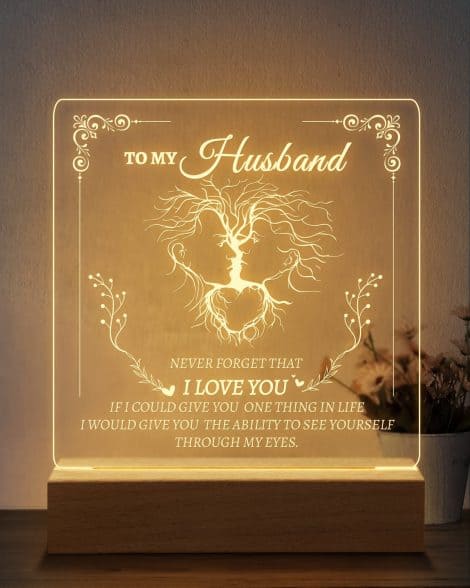 Engraved Night Light: Thoughtful gifts for your husband on his birthday, anniversary, or Valentine’s Day.