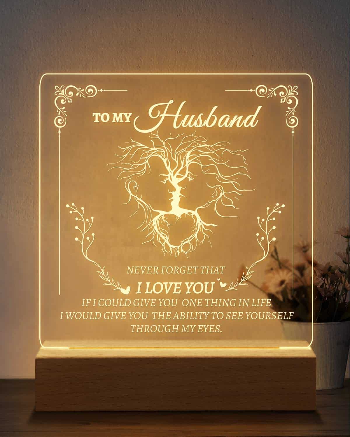 Calibron Gifts for Husband, Husband Gifts from Wife Engraved Night Light Husband Birthday Gifts, Wedding Anniversary Birthday Valentines Day Gifts for Husband from Wife