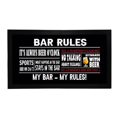 Funny Beer-themed Bar Rules Mat – Bang Tidy Bar Runner for Home or Pub – Perfect Gift!