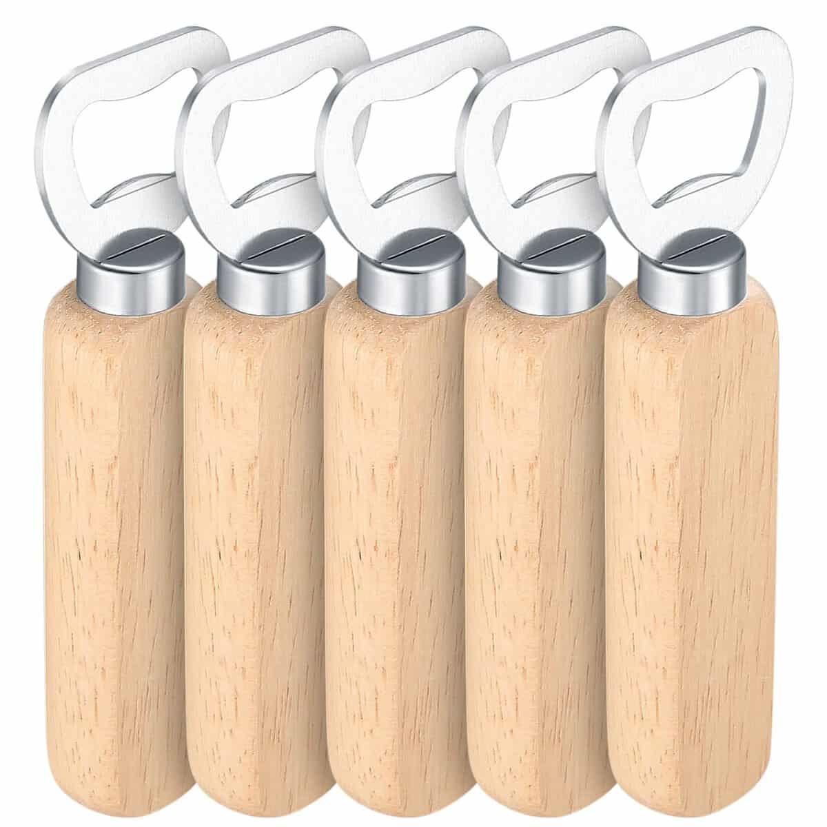 Peygre Pack of 5 Bottle Openers, Natural Bottle Cap Opener, Portable Bottle Opener, Gift Opener, Personalised for Men, Beer Opener