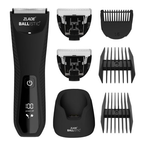 Introducing ZLADE Men’s Ballistic Body Trimmer for Complete Grooming, Waterproof, Rechargeable, Zero Irritation, 2 Blades.