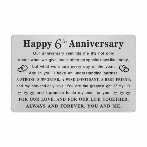 TGCNQ 6th Year Anniversary Wallet Card: A Special Gift for Him, Celebrating Six Years of Marriage. Perfect for Your Wife!