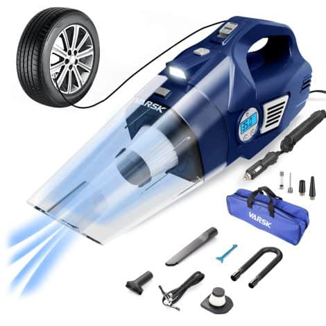 VARSK Car Vacuum Cleaner with Tire Inflator and LED Light – Perfect Gift for Car Enthusiasts!