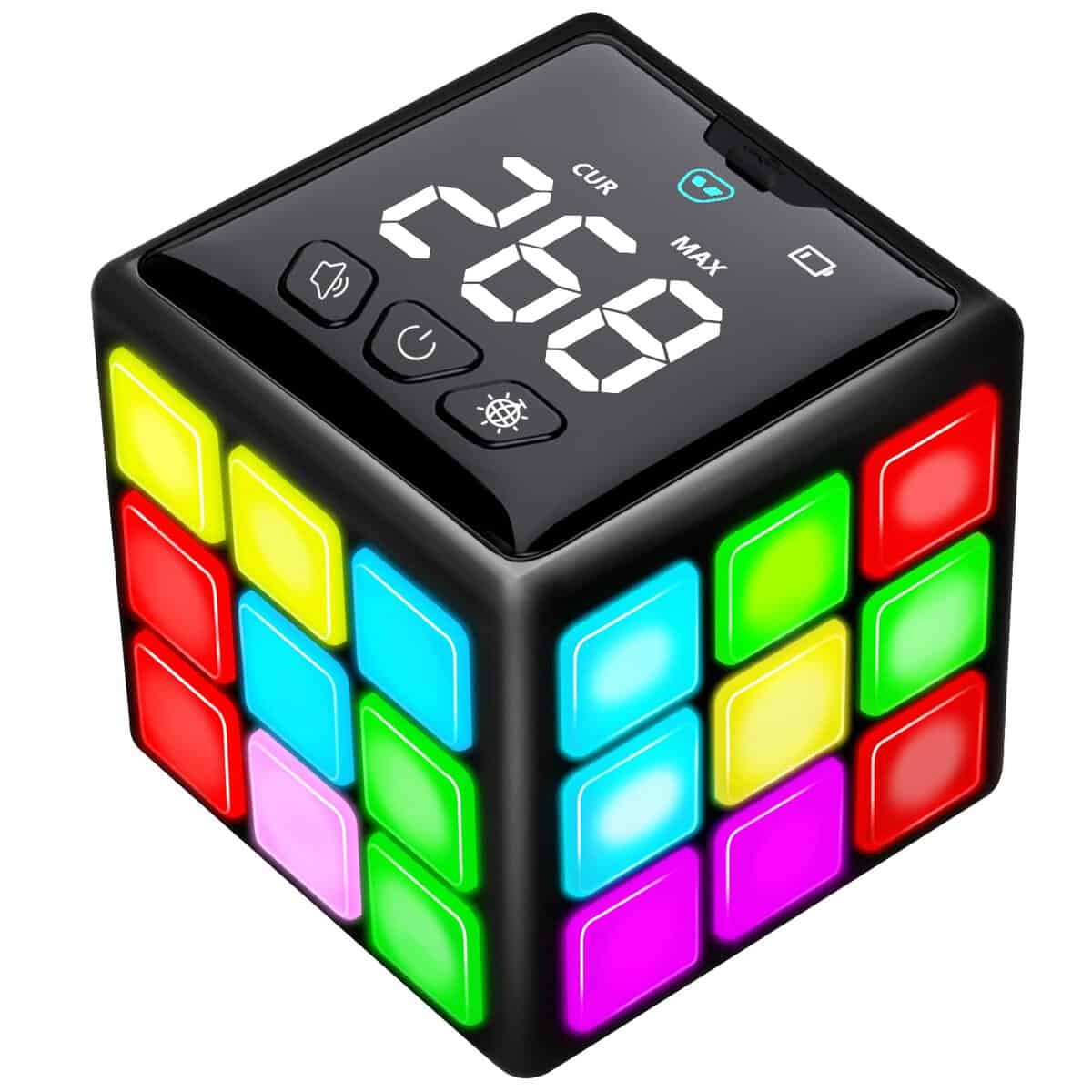 Xinbeiya Rechargeable Game Handheld Cube, 15 Fun Brain & Memory Game with Score Screen, Cool Toys for Kids, Christmas Birthday Gifts for Boys Girls Aged 6-12+ Years Old, Toy Gift Idea for Kids（Black）