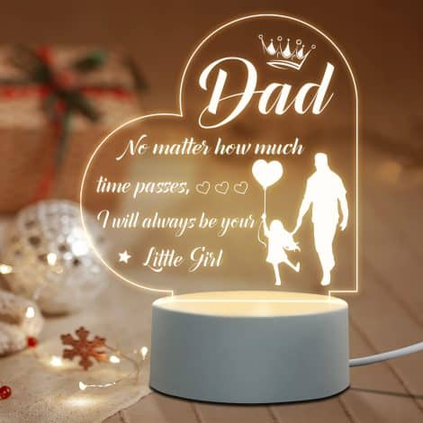 BeneCharm’s Personalized Sleep Night Light with Base – Perfect Father’s Day, Birthday, Thanksgiving, and Christmas gift for Dad from Daughter.