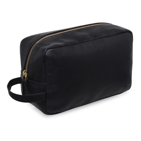 RUBAB MEN’s Leather Toiletry Kit & Travel Pouch for Men – Stylish, Black, Hand-Stitched in India.