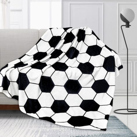 Goalie Throw Blanket, Soccer Themed Cozy Bedding for Soccer Enthusiasts. Perfect Birthday or Christmas Gift. 50″X40″.