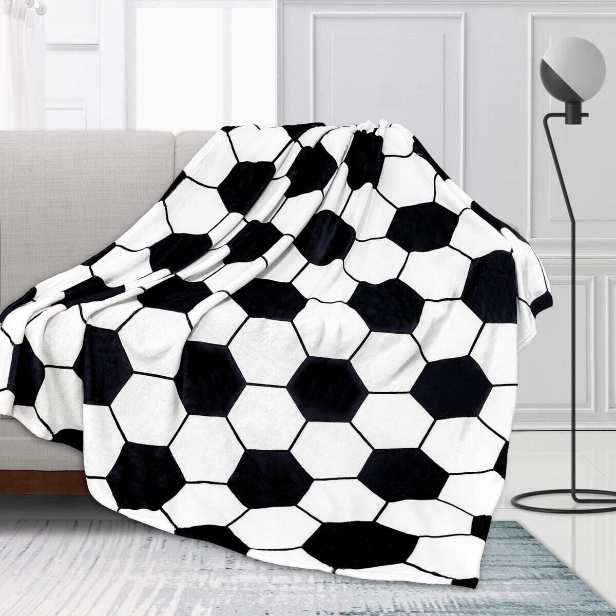 Soccer Blanket, Soccer Gifts for Women & Men Soccer Party Favors Stuff Soft Cozy Football Throw Blanket Bedding for Soccer Mom Players Trainer Coach Birthday Christmas Themed Gifts, 50"X40"