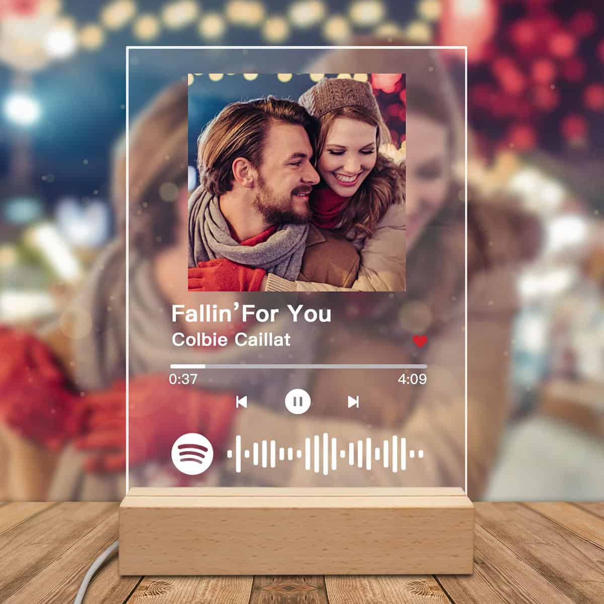 DPDP Personalised Spotify Plaque Photo Lamp - Custom Acrylic Music Plaques Album Cover with Code, Night Light Wedding Gifts for Couple Him Her Women Men Mum Nana