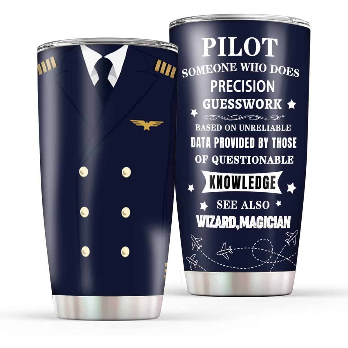 Pilot Gifts For Men Coffee Tumbler, 20oz Aviation Pilot Gifts Insulated Cup for Dad Son Husband, Pilot Tumbler Cup, Birthday Christmas Ideas Gifts for Aviator Travel Mug