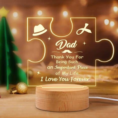 Puzzle-shaped Night Light: Unique Present for Dad, Ideal Birthday, Christmas, Father’s Day Gift from Daughter/Son.