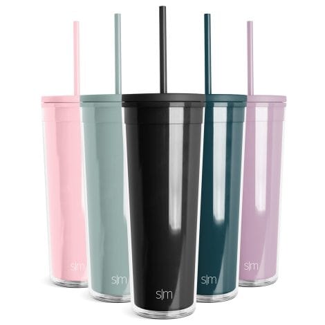 Midnight Black Classic Collection Reusable Plastic Tumbler with Lid and Straw, BPA Free, 24oz. Perfect gift for anyone.