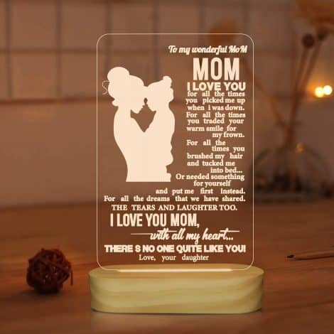 Luminous Mom Presents, 3D Night Light “Love You Mommy” LED Table Lamp – Perfect for Mom’s Day!