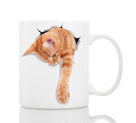 Charming Ginger Cat Coffee Mug – Hilarious Ceramic Cup – Ideal Gift for Cat Lovers – Lovely Tabby Cat Design – Perfect for Birthdays or Friends, for both men and women (11oz).