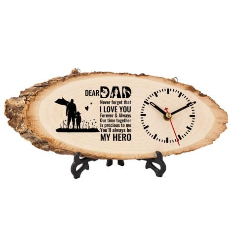 Wooden Clock for Dad, Thoughtful Birthday and Christmas Gifts for Dad from Daughter and Son.