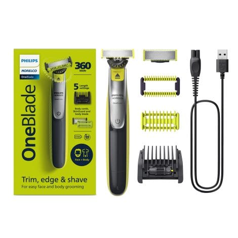 Philips Norelco OneBlade 360 Face + Body Trimmer & Shaver for an all-in-one grooming experience.