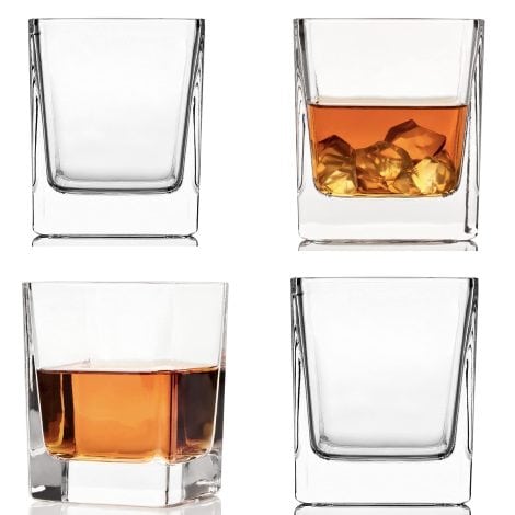 Set of 4 Square Whiskey Glasses (7 Oz) – Perfect for Alcohol, Whisky, Bourbon, Tequila, Scotch, Liquor, Rum. Great as Whiskey Gifts for Men.