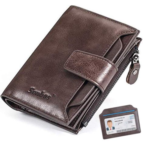 Classic Brown Senbos Men’s Wallet, crafted from genuine cowhide, perfect for Valentine’s Day, 12.5×9.5×2.5 cm.