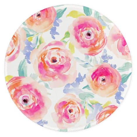 Watercolor Rose Round Mouse Pad: Non-Slip, Durable, Cute Custom Design for Gaming and work, 8.7 x 8.7 in.