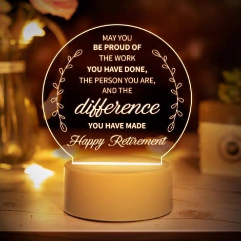 Vetbuosa Retirement Gifts: Night Light for Retirees, Coworkers, Friends, and Loved Ones. Perfect for Retirement Decoration!