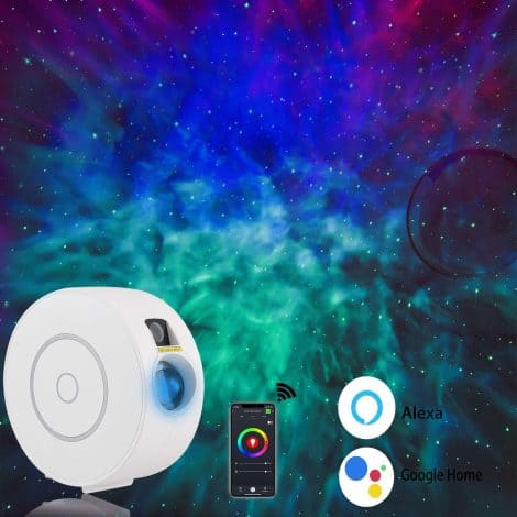 Smart Galaxy Star Projector: Control the mesmerizing space starlight with Alexa & Google Home. Perfect for bedroom/bar/party.