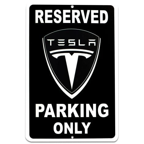 Tesla Parking Sign – Exclusive 8 x 12 Aluminum Reserved Parking Sign for Tesla Drivers.