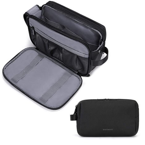 Men’s Travel Toiletry Bag, BAGSMART Dopp Kit, Waterproof Shaving Bag for Toiletries, Black.