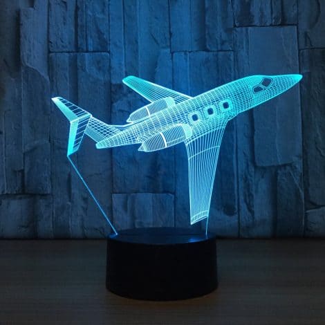 3D Airplane Night Light – Multicolor LED Desk Lamp – USB or Battery Powered – Perfect gift for aviation fans of all ages.