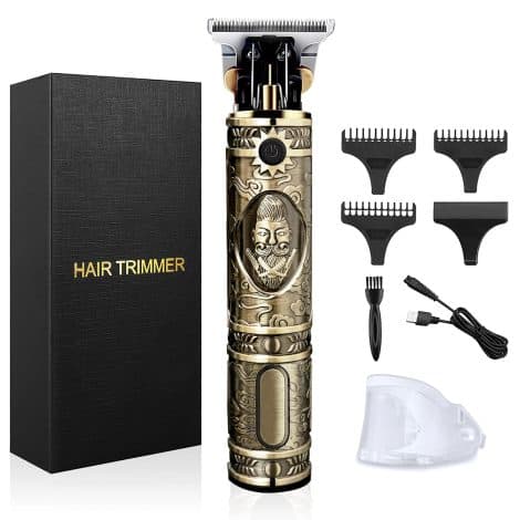 Men’s Hair Clippers – Premium T-Blade Trimmer Set, Cordless Rechargeable with Zero-Gap Edgers. Perfect Grooming Gift!