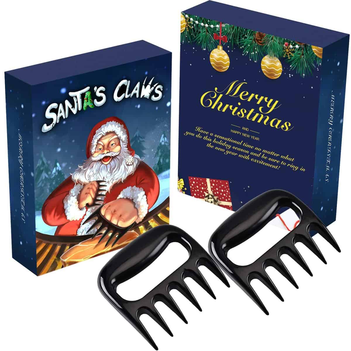 Santa BBQ Meat Claws for Shred, Handle, Cut | BSTTEK Xmas Stocking Stuffers for Men, Dad, Boss, Husband, Friend Box | Funny Barbecue Accessory for Brisket, Beef, Pork, Chicken