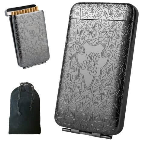 Retro Metal Cigarette Case for 100mm King Size Cigarettes, holds 20pcs, with durable security and stylish design, perfect gift for all occasions.