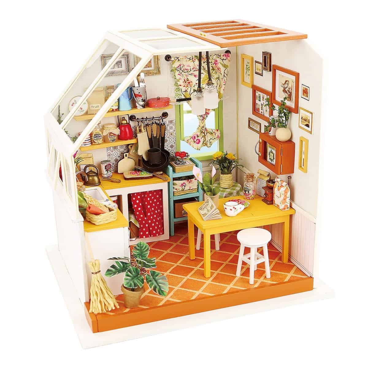 ROBOTIME Exquisite DIY House Miniature Dollhouse Kits Kitchen Room Birthday Gifts for Boyfriend & Girlfriend, One Size