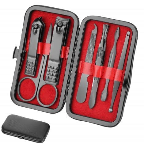 Luxury Manicure Set for Men, 8-in-1 Stainless Steel Travel Grooming Kit. Perfect Gift for Men and Women.