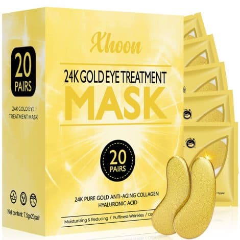 Xhoon Golden Eye Patches – 20 pairs of nourishing eye masks for reducing dark circles and puffiness.