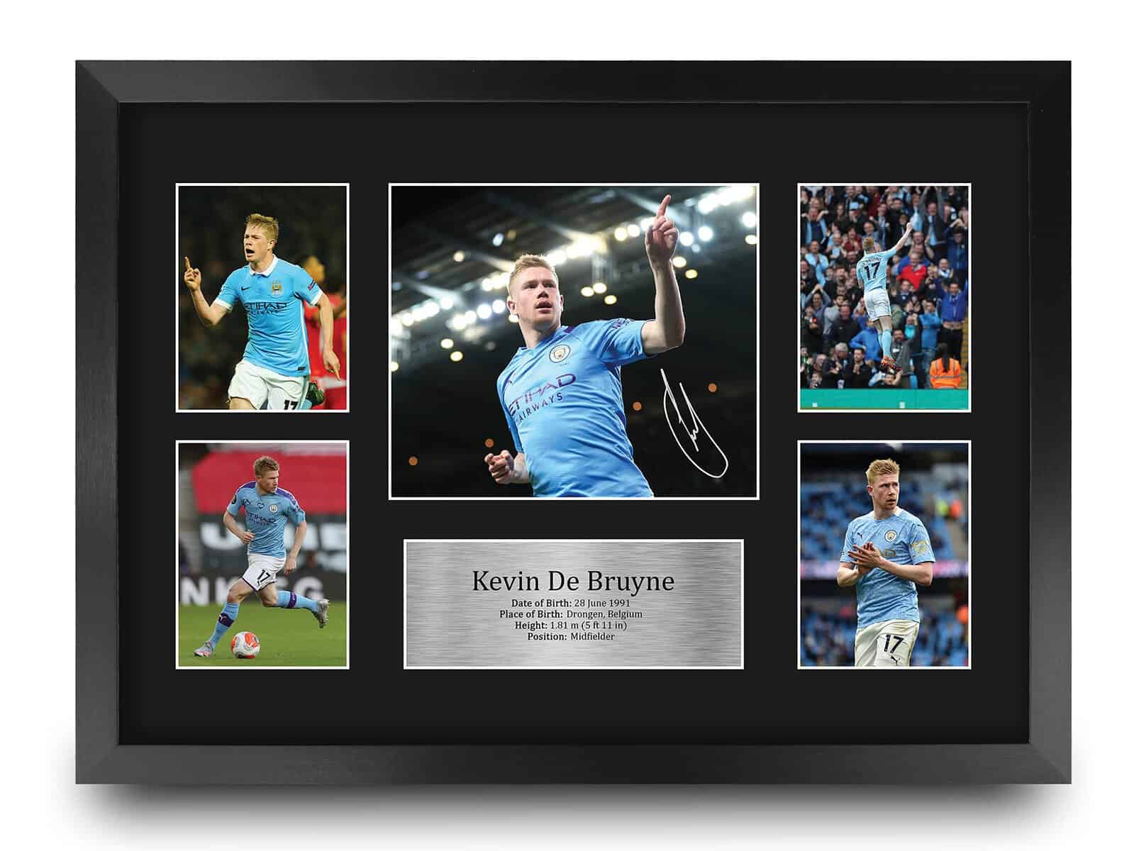 HWC Trading FR A3 Kevin De Bruyne Manchester City Signed Photo Print Gifts for Football Fans and Fans - A3 Framed